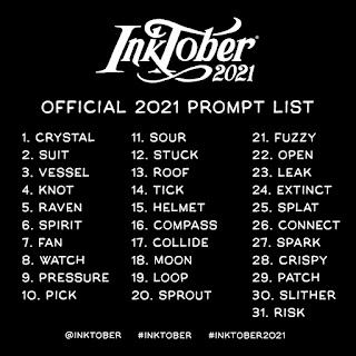 Image of Inktober 2021 prompts from official site