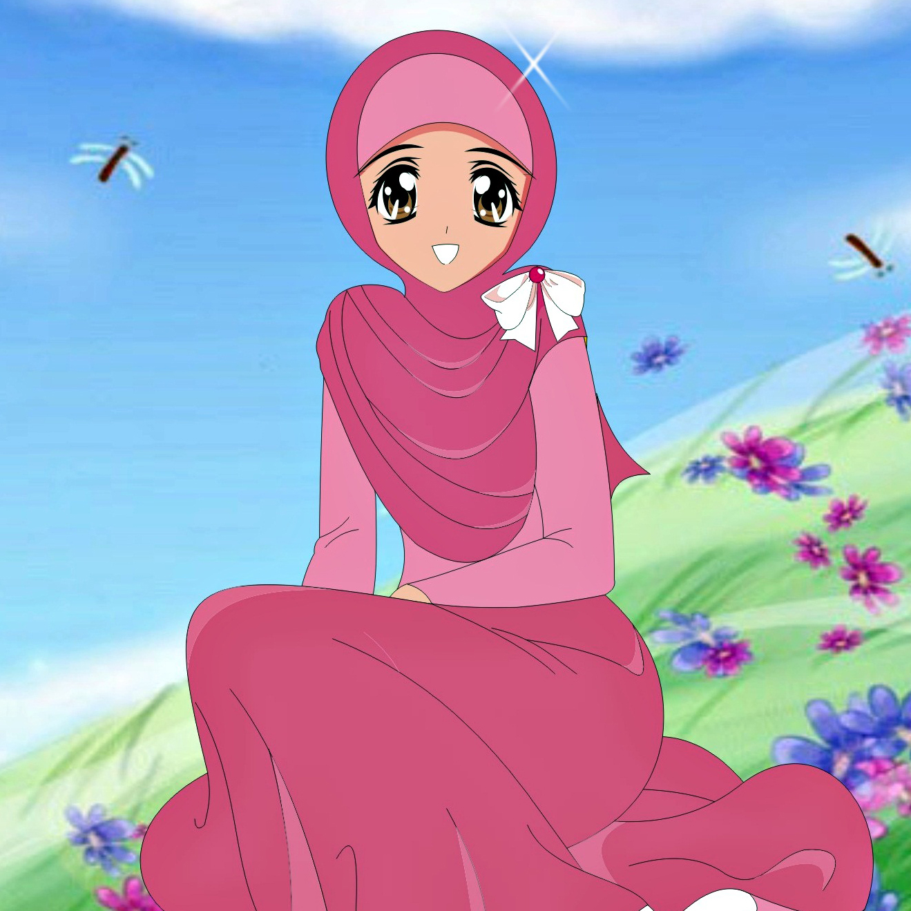 Kumpulan Animasi Persahabatan Muslimah Bergerak Design Kartun