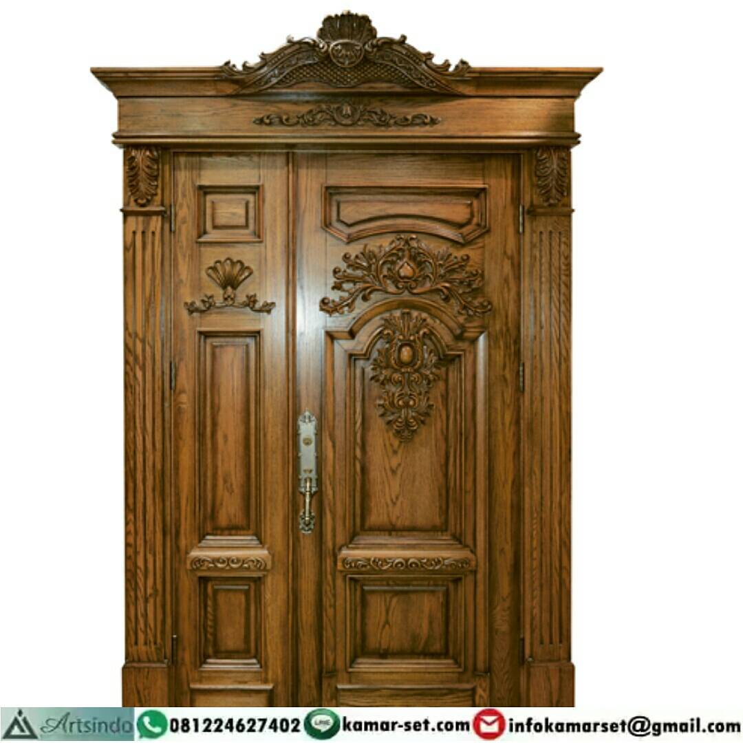 Model Pintu  2 Daun Yang  Unik  Pintu  Rumah Warna Coklat 