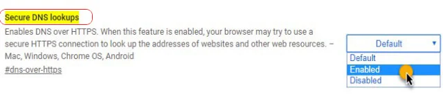 تفعيل تقنية DNS OVER HTTPS على متصفح Google Chrome