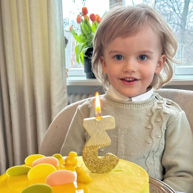 Prince Julian wore a gray knitted giraffe jumper by Newbie. Prince Carl Philip and Princess Sofia of Sweden