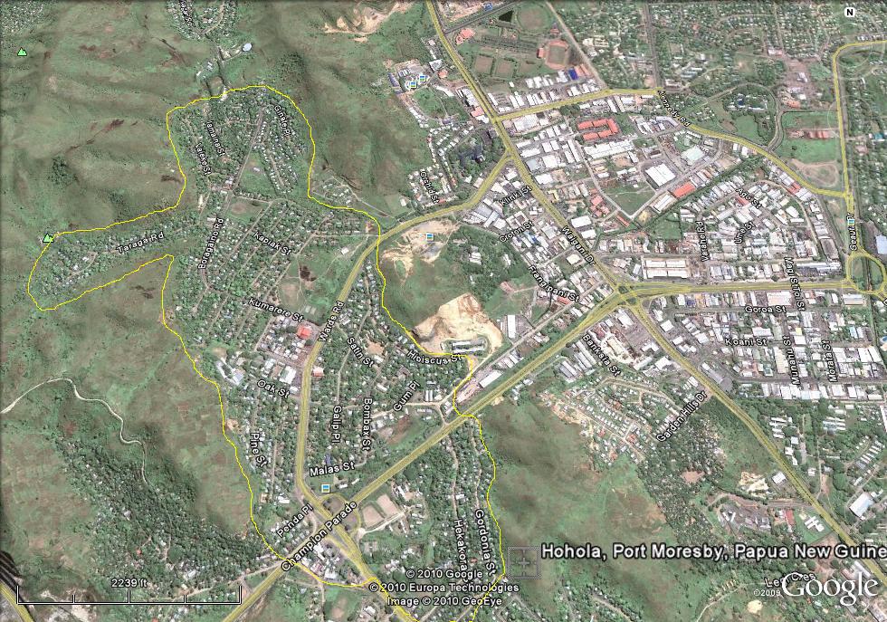 Hohola Suburban community The area within the yellow line is the subject 