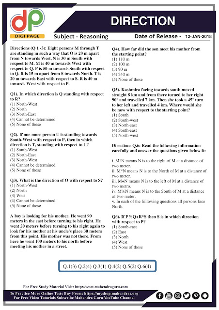 DP | Direction For IBPS Clerk Mains | 12 - 01 - 2018