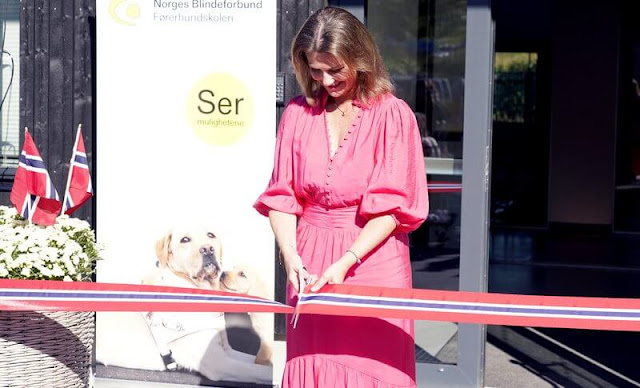 Princess Martha Louise wore a new Nince pink midi dress by Dante 6. Norwegian Association of the Blind and Partially Sighted