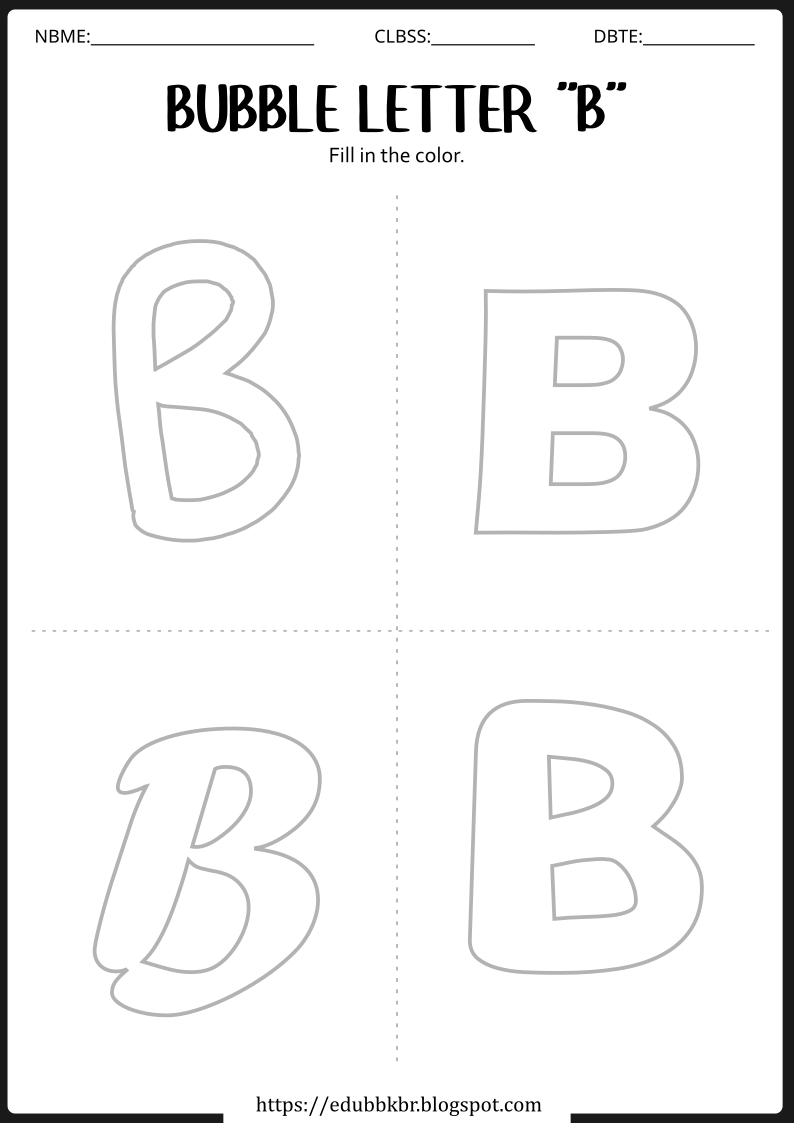 Bubble Letter B Worksheet