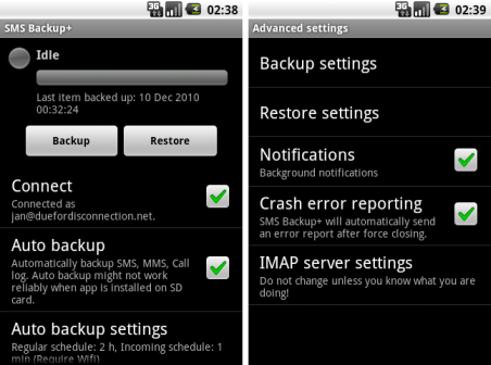 ss 320 0 2 Backup SMS pada Android app dengan SMS Backup +