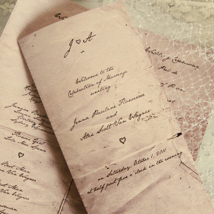 Vintage Wedding Programs 1sheet Mr Darcy's Handwritten Letter Note 