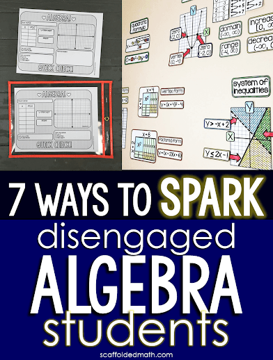 Do you have students who struggle to "get it" in your algebra 1 class? Are you teaching algebra for the first time? I've been there! The algebra teaching methods, ideas and resources in this post work for special education algebra 1 students and students who need some convincing that algebra is cool. The post includes links to algebra 1 teaching activities including a solving equations graphic organizer, quick check algebra templates, algebra pennants, math cheat sheets, partner math activities and an algebra 1 vocabulary wall that comes both in print and digital. All of the algebra teaching ideas in this post are teacher tested and kid approved! I know they will work to reengage your students.