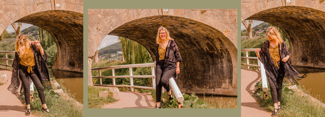 Blonde Girl by Water, wearing jeans and kimono & leopard tee - 2019 goals 6 month review