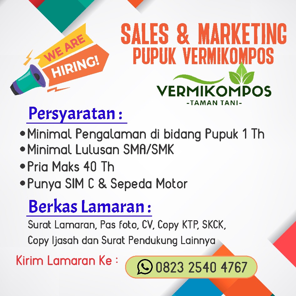 Loker Solo Sales & Marketing Pupuk Vermikompos