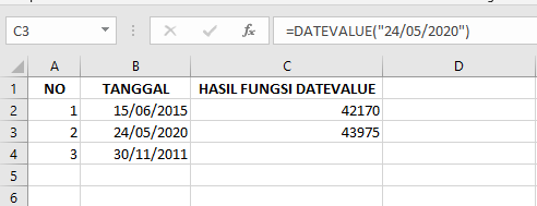 Cara Memasukkan Fungsi DATEVALUE di Microsoft Excel