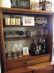 Turning a bookcase or china cabinet into a bar. DIY bar. - Restoring the Picket Fence