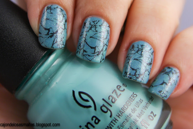 turquoise China Glaze Aquadelic - OPI - Where's my Czechbook - stamping M70