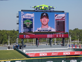 Digital scoreboard at Atlanta Braves spring training facility in The West Villages