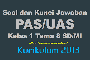 Download Soal dan Kunci Jawaban PAS/UAS Kelas 1 Tema 8 SD/MI Kurikulum 2013
