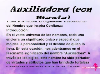 significado del nombre Auxiliadora (conMaria)