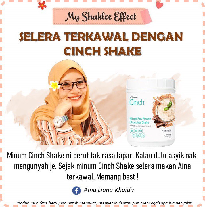 Testimoni Cinch Shake untuk Diet Kuruskan Badan