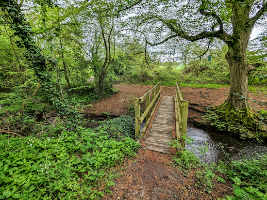 Turn left after crossing the footbridge