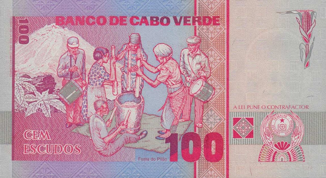 Cape Verde 100 Escudos banknote 1989 Festival of the Pestle - Island of Fogo, São Filipe