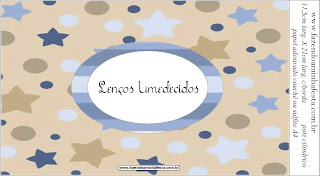 Estrellas Beige y Azul: Etiquetas para Candy Bar para Imprimir Gratis.