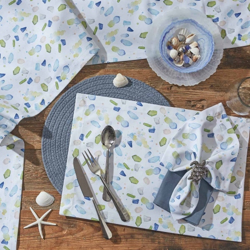 Sea Glass Linens Table Runner Napkins Seaglass Inspired Designs