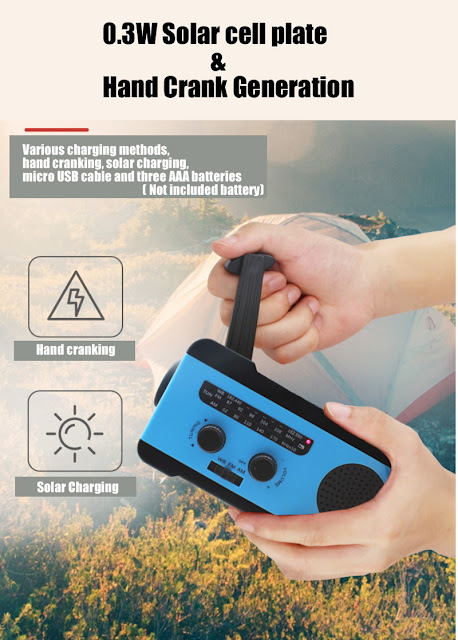 Ipree® Manual Hand Crank Generator Radio SOS Lighting Solar Energy Wind-up Radio USB Emergency Phone Charger