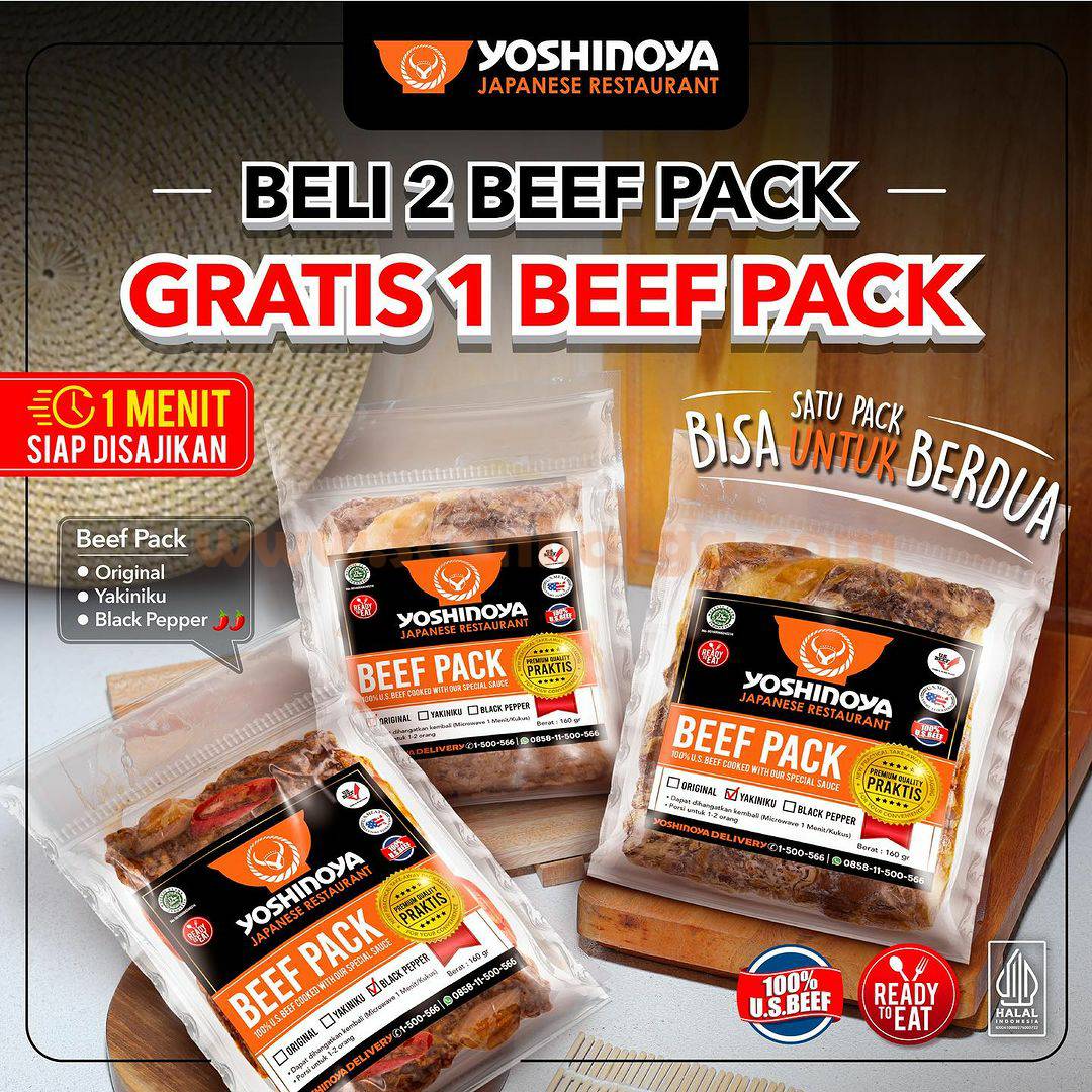 Promo YOSHINOYA BELI 2 BEEF PACK GRATIS 1