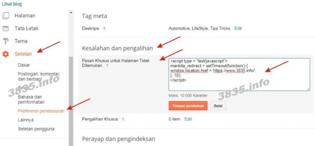 Cara Mengalihkan Halaman 404 di Blogger