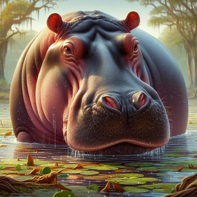 Hipopótamo en su hábitat natural