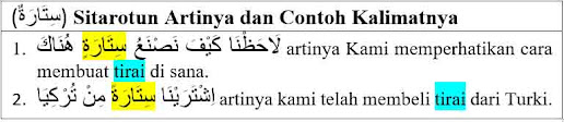 Sitarun (سِتَارٌ) Sitarotun (سِتَارَةٌ) Artinya, Tashrif dan Contoh Kalimatnya