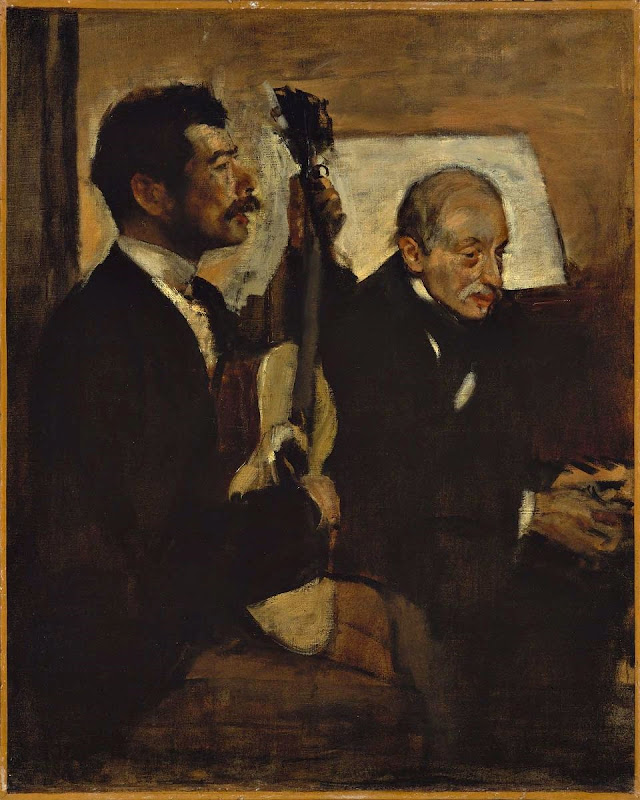 Edgar Degas - Degas’ Father Listening to Lorenzo Pagans Playing the Guitar (1869-72)