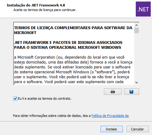 Instalação .NET Framework