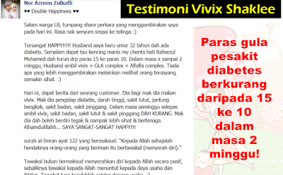 Testimoni vivix diabetes