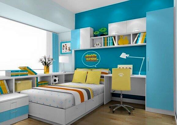 Kamar Tidur Anak Perempuan Minimalis Warna Biru