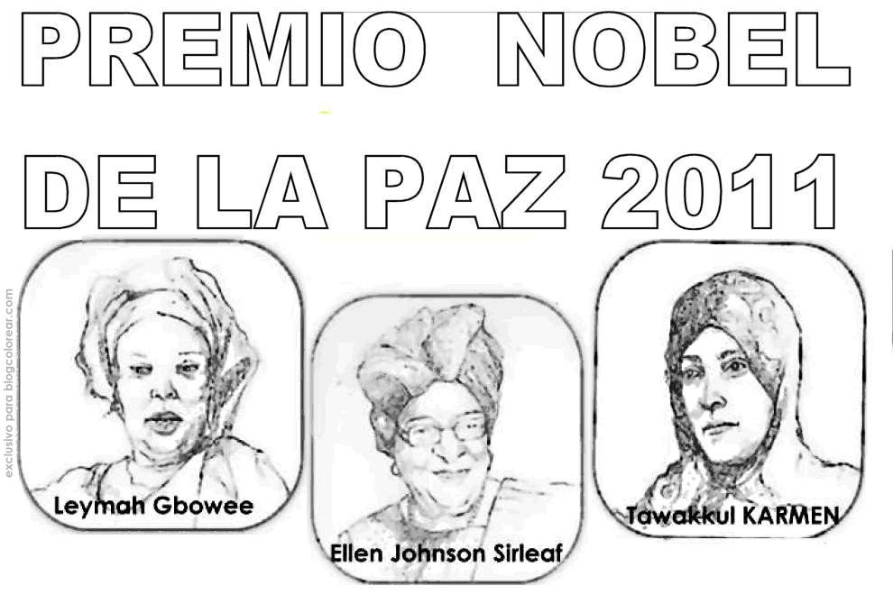 Colorear Premio Nobel de Paz 2011 Y 2012