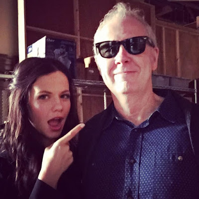 Tammin Sursok (Jenna) with PLL director Norman Buckley filming 7x05