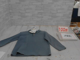 アウトレット　子供服　100㎝　ZARA　グレー　長袖ポロシャツ　498円