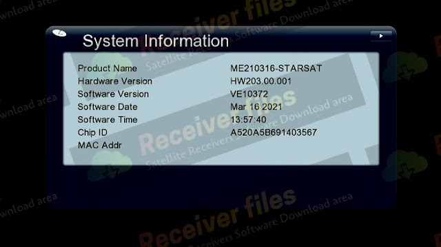  STARSAT GX6605S HW203.00.001 VE10372 NEW SOFTWARE 16-03-2021