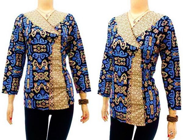  23 model  baju  kemeja batik  untuk wanita kancing samping  