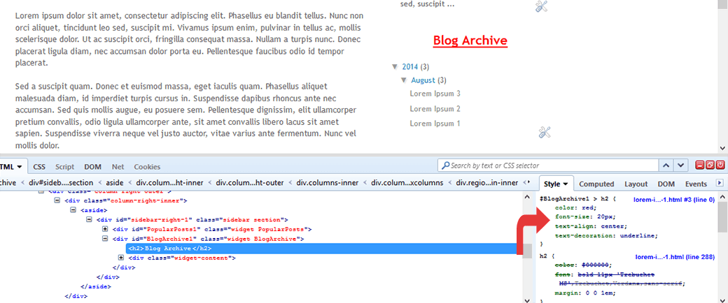 modify blogger css with firebug