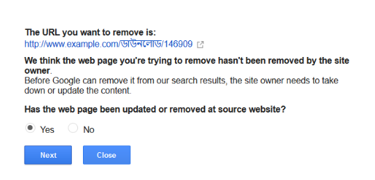 How to remove a URL from Google search engine results.