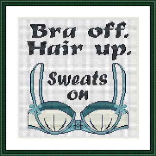 Bra off feminist cross stitch pattern - Tango Stitch