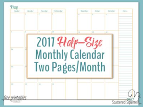 2017 yearly calendar printable