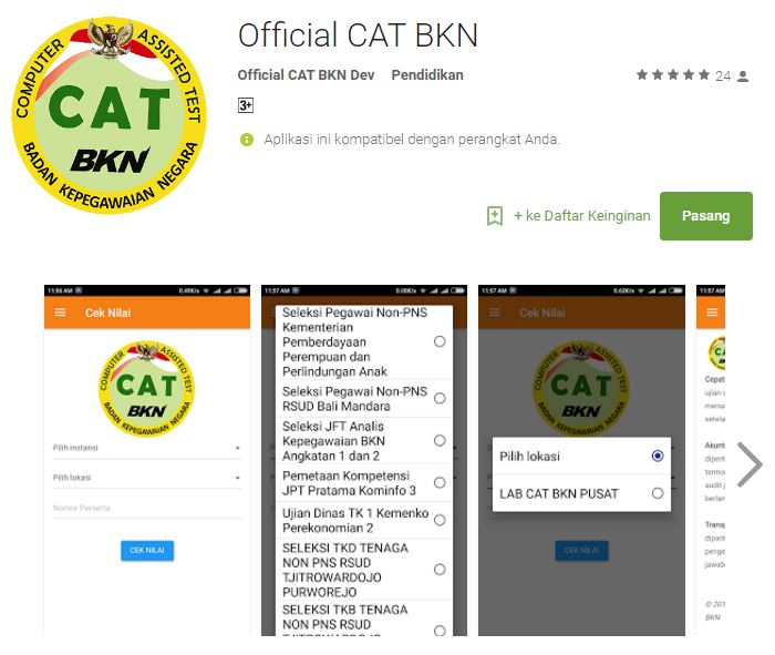 Cara Unduh Dan Cek Nilai SKD di Aplikasi Official CAT  BKN  