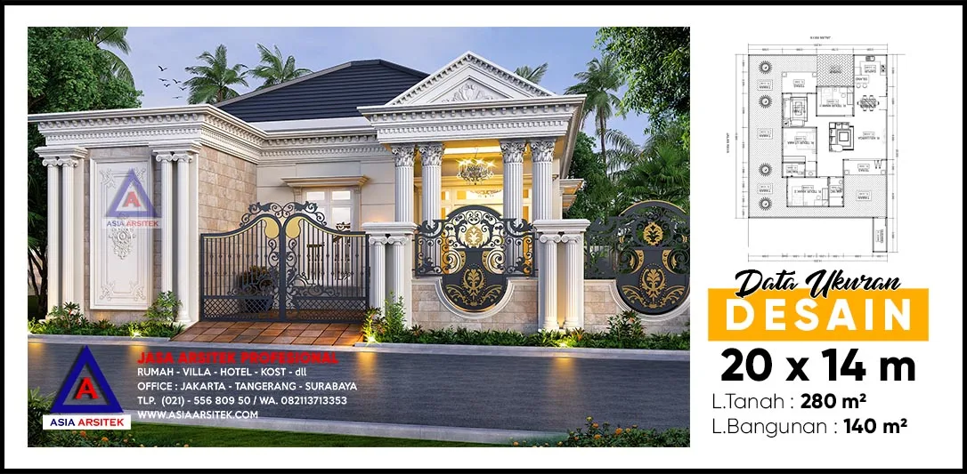 Jasa Desain Rumah Klasik Mewah 1 Lantai Di Cipondoh Kota