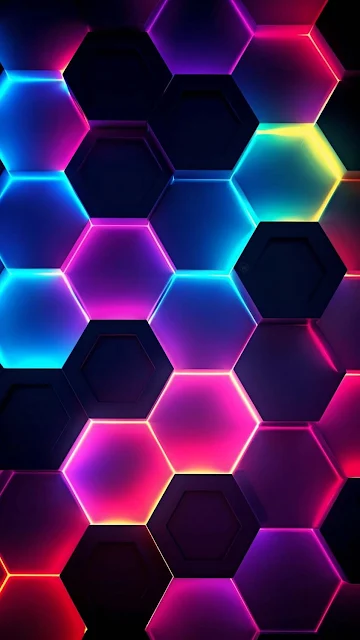 Phone Wallpaper: Hexagon, Neon, Glow