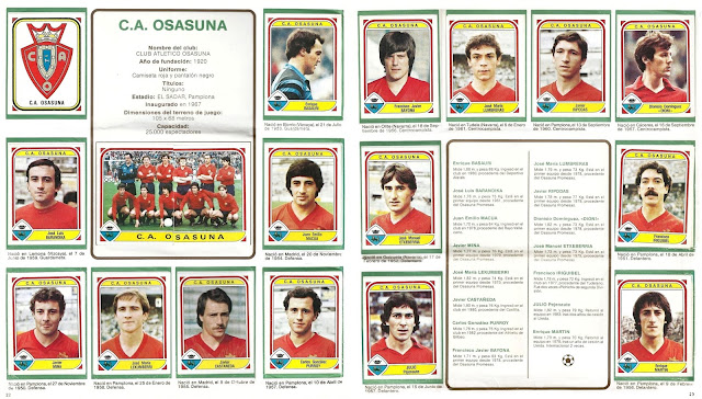 Álbum FUTBOL 84. Temporada 1983-83. Liga de 1ª y 2ª División, España. Editorial Panini. C. A. OSASUNA. Escudo, BASAURI, BAYONA, LUMBRERAS, RIPODAS, DIONI. BARANDIKA, Equipo, MACUA, ETXEBERRÍA, IRIGUIBEL. MINA, LEKUMBERRI, CASTAÑEDA, PURROY, JULIO, MARTÍN.