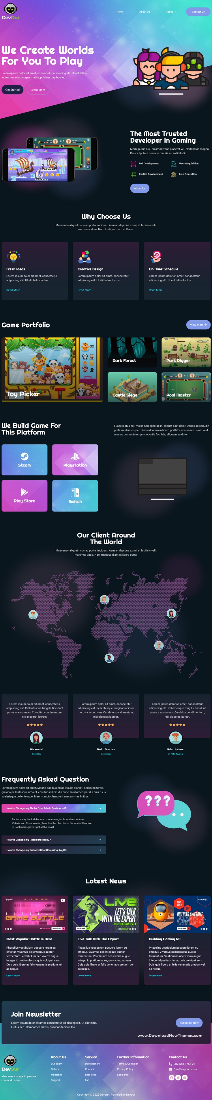 Download Game Developer Elementor Template Kit