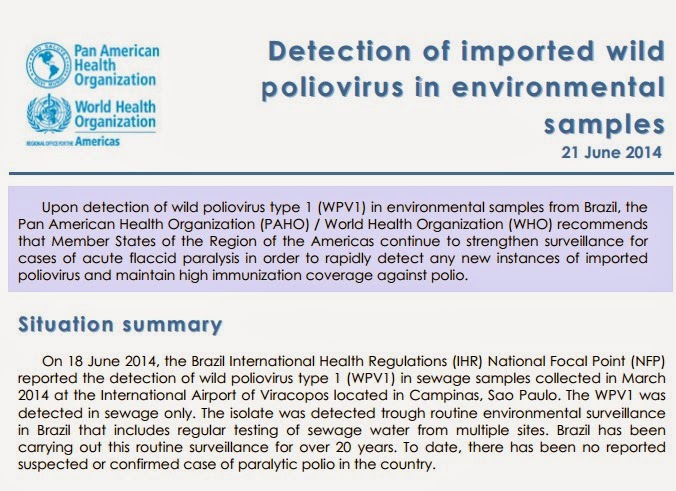 Alerta OMS: Detecção de poliovírus em amostras ambientais no Aeroporto de Viracopos em Campinas