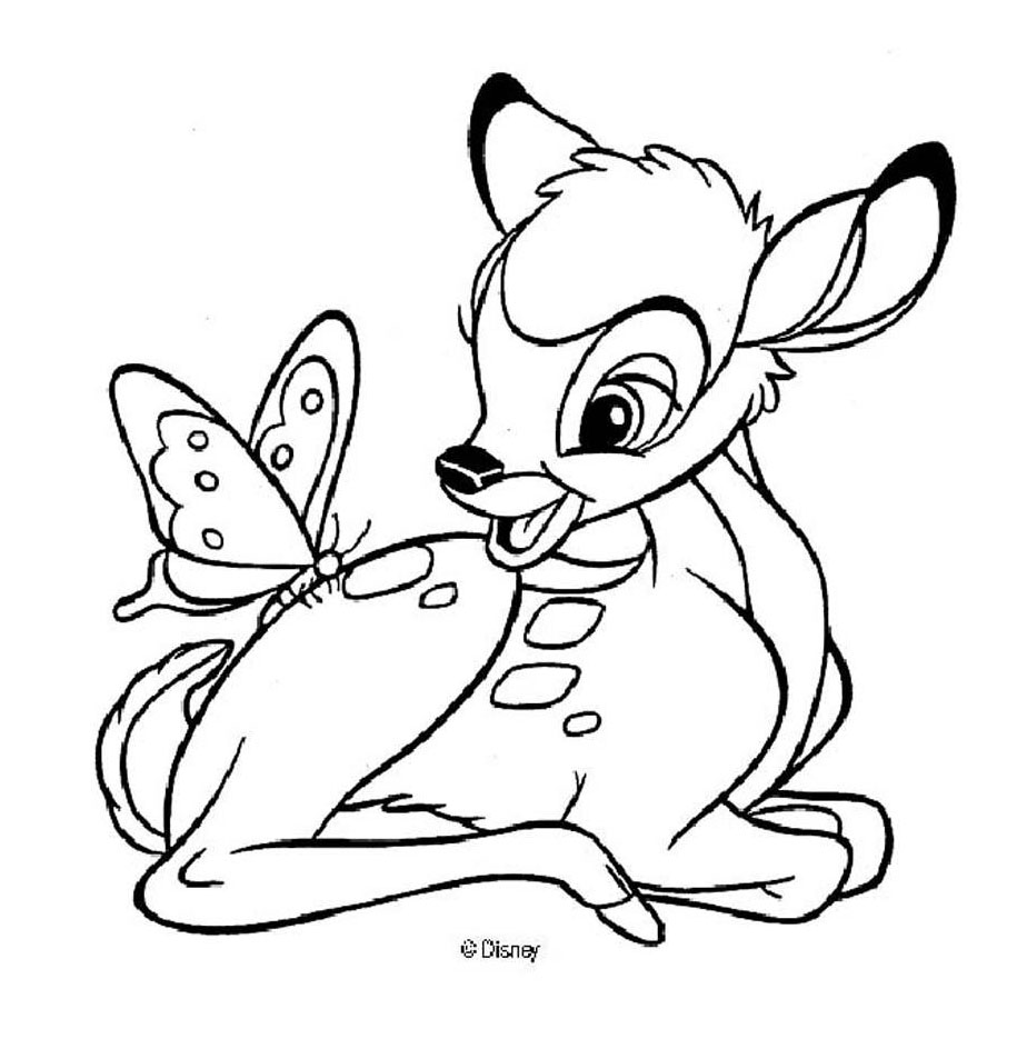 Download 2 Free Disney Bambi and Butterfly Coloring Pages
